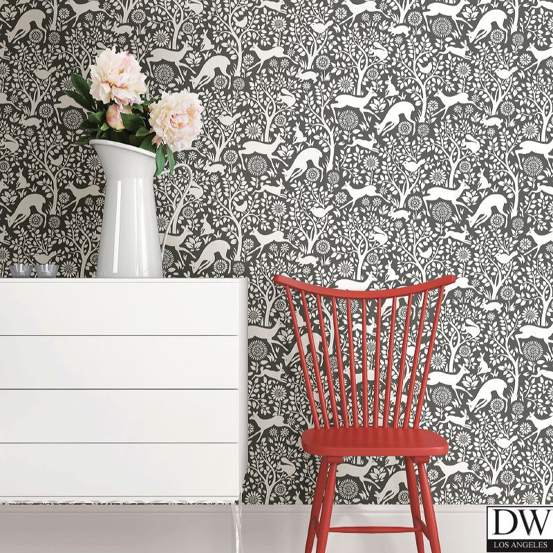 Meadow Charcoal Animals Wallpaper