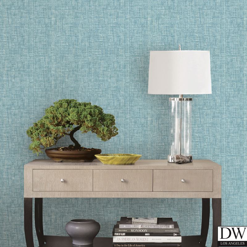 Oasis Turquoise Linen Wallpaper