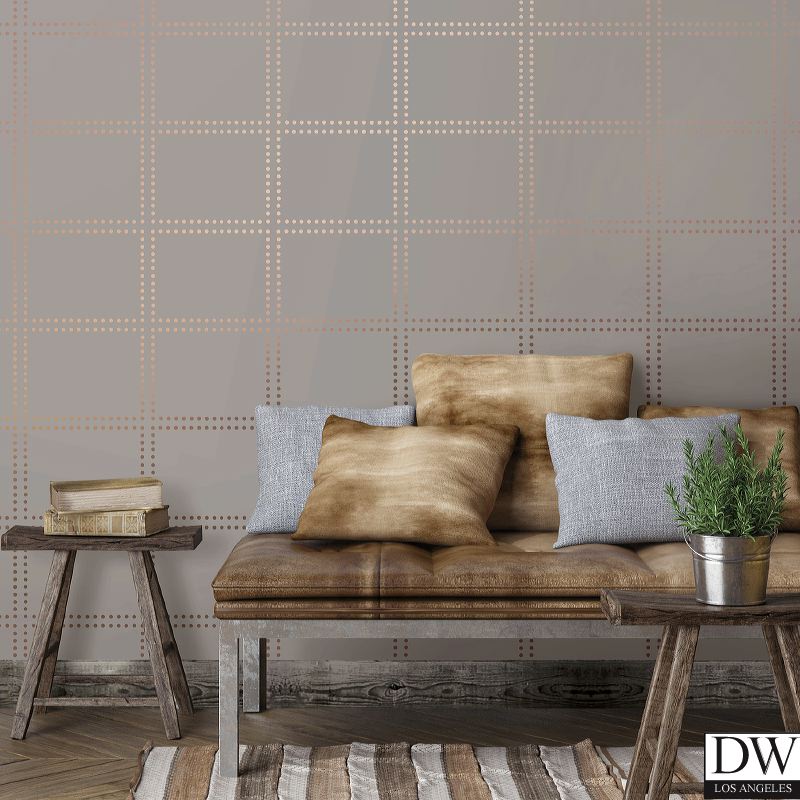 Gridlock Copper Geometric Wallpaper