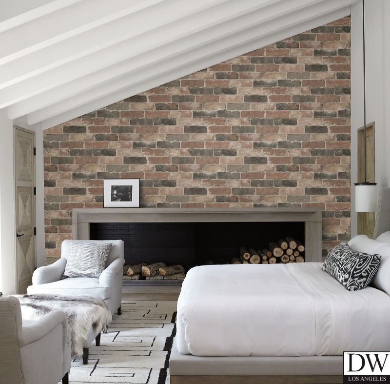 Reclaimed Bricks Dusty Red Rustic Wallpaper