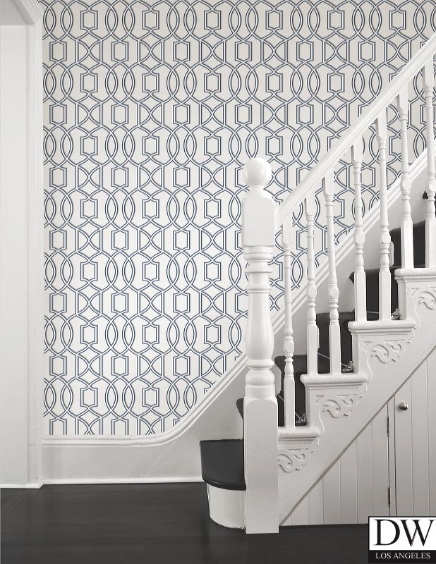 Quantum Blue Trellis Wallpaper