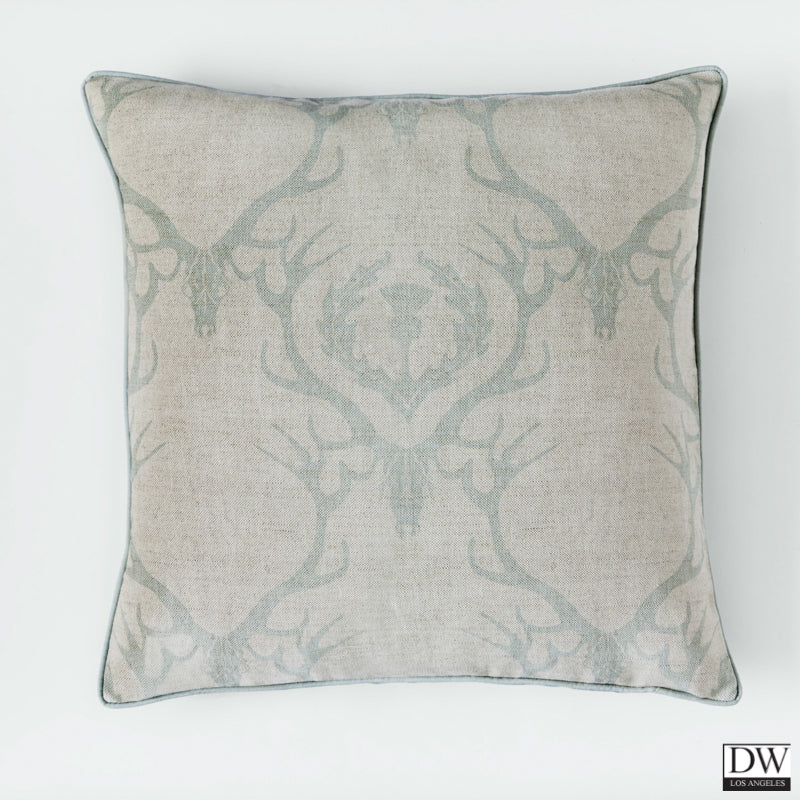 Deer Damask Cushion - Duck Egg Blue