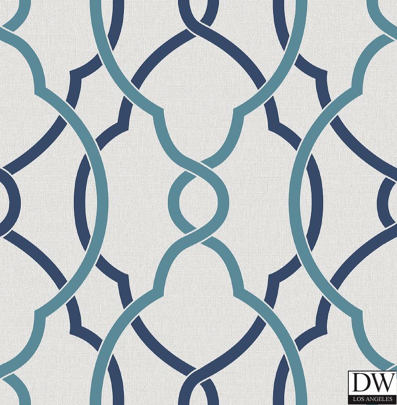 Sausalito Navy Lattice Wallpaper