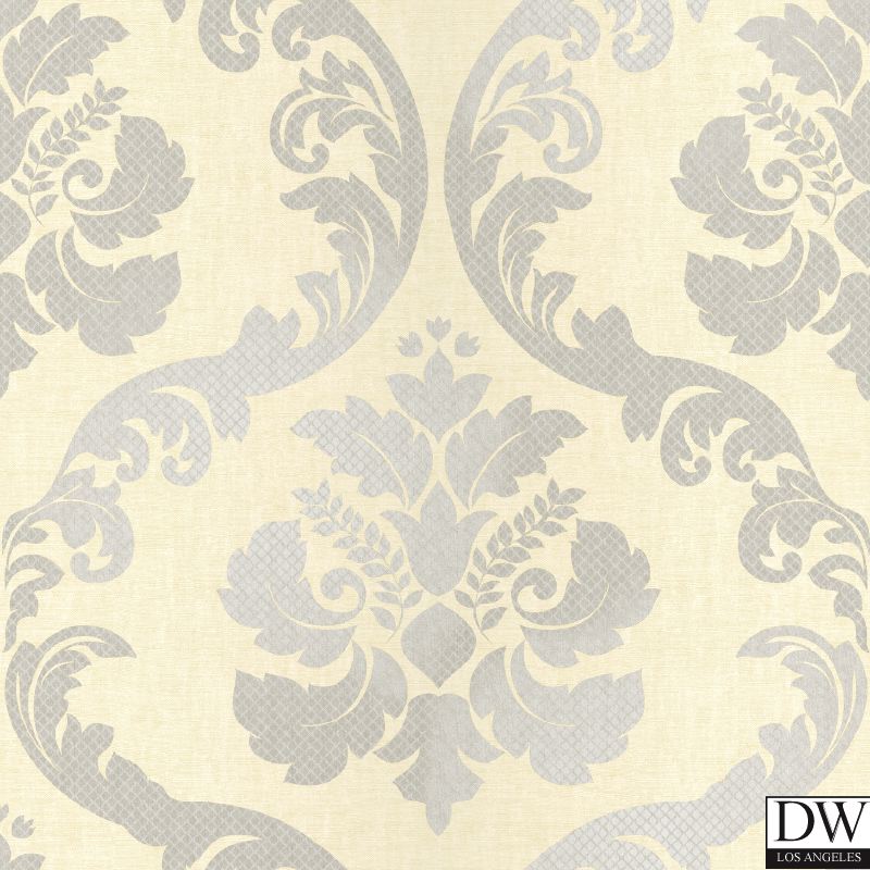 Delilah Cream Tulip Damask Wallpaper