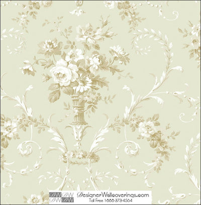 Dewsbury Damask Vase Flower Tone on Tone Wallcovering