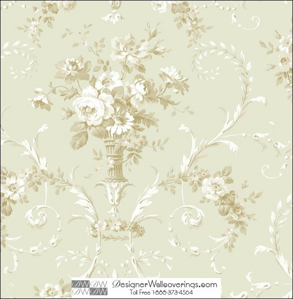 Dewsbury Damask Vase Flower Tone on Tone Wallcovering