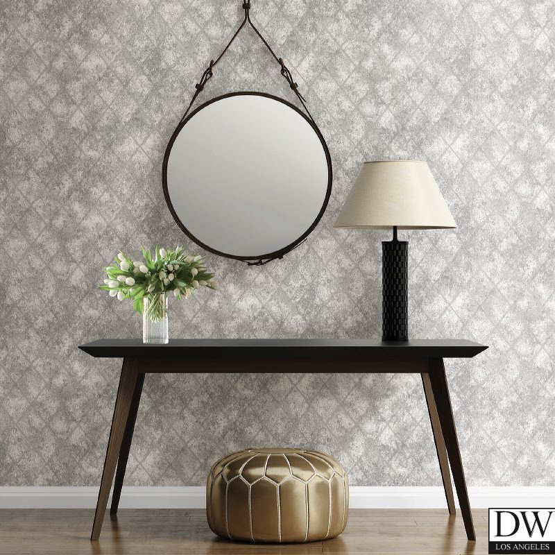 Mercury Glass Silver Distressed Metallic Wallpaper