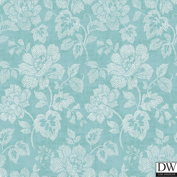 Tivoli Turquoise Floral Wallpaper