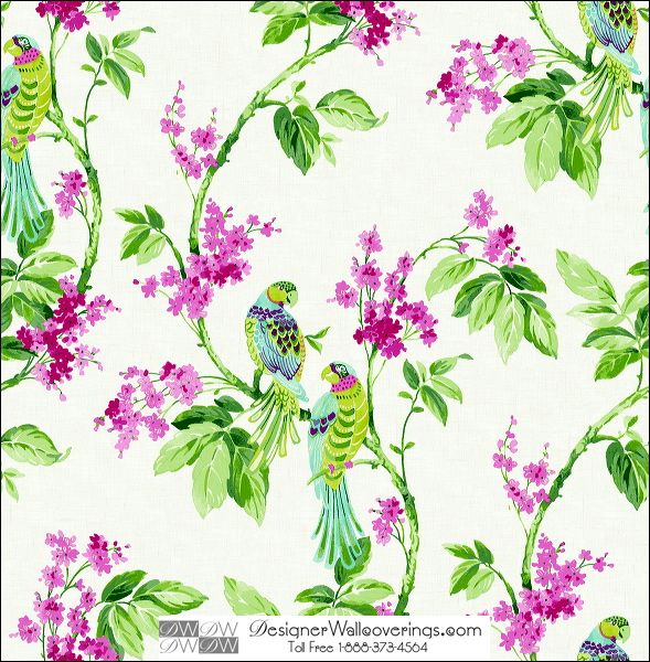 Bridgeport Flower Leaf Parrot Wallpaper