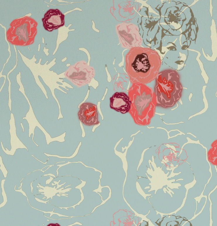 Foxy Flowers Wallpaper Wallcovering