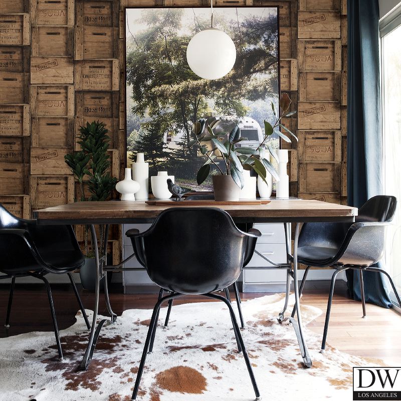 Wood Crates Brown Distressed Wood Wallpaper