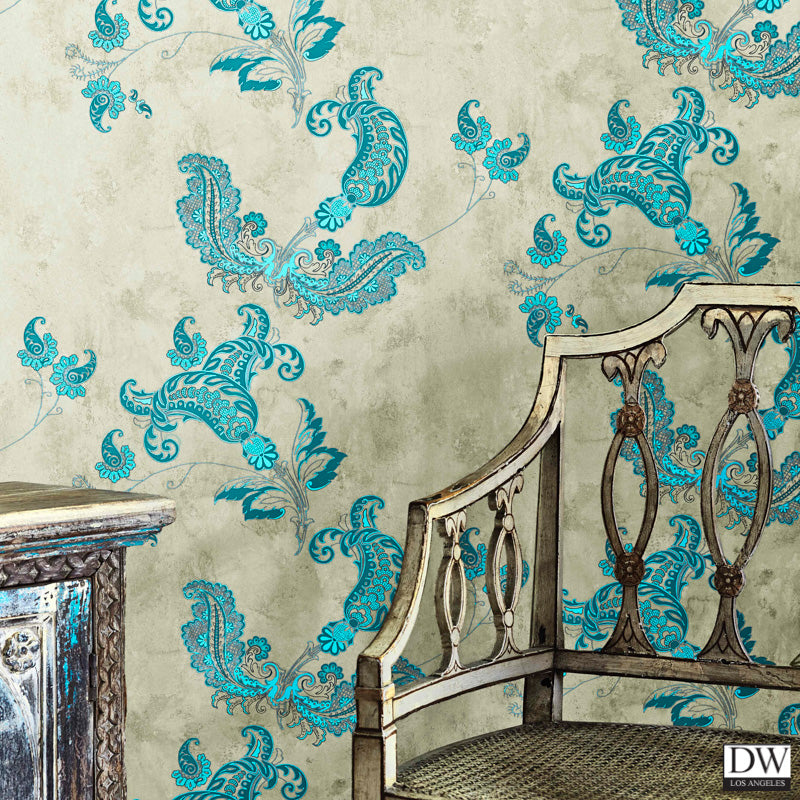 Paisley - Turquoise - Wallpaper