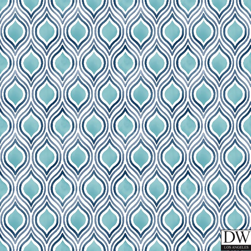 Plume Turquoise Ogee Wallpaper