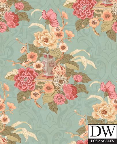 Kamome Island Japanese Floral Damask | Architectural Wallcoverings