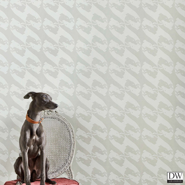 Release the Hounds - Dog Wallcovering - Old Grey