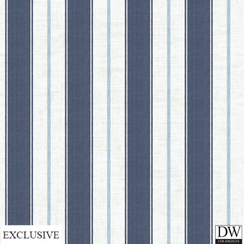 Seaward Navy Stripe Wallpaper