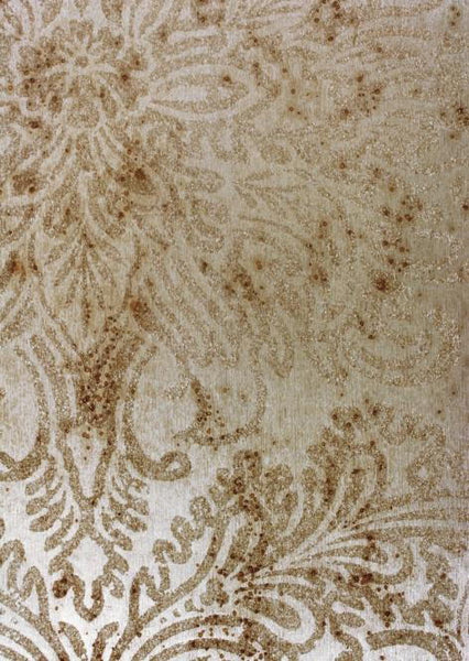 Aged Patina Glass Beaded Damask