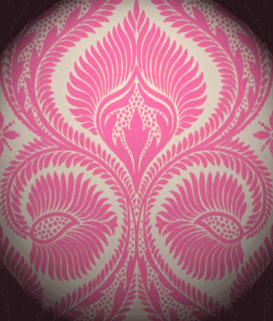 Retro Velvet Flocked Wallcoverings - Hot Pink