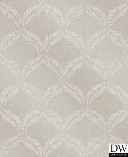 Petals Taupe Ogee Wallpaper