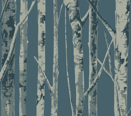 Bella Birch Trees - Blue and Grey