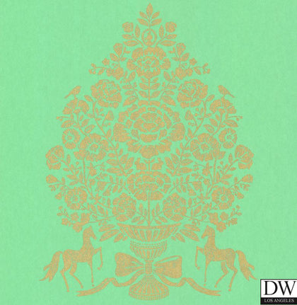 Till Turquoise President Damask Wallcovering