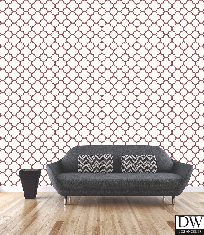 Origin Burgundy Quatrefoil Wallpaper