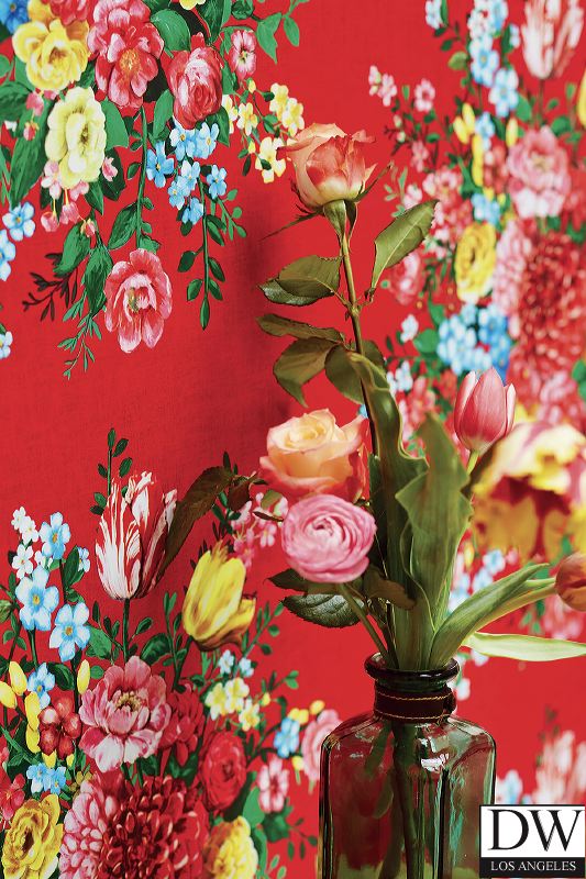 Ayaanle Red Dutch Painters Floral Wallpaper