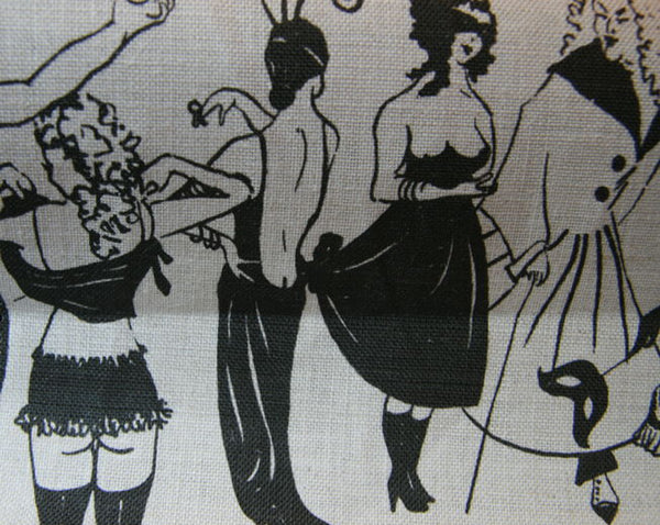 Erotic Chandelier Nude Naked Women and Men in Masks - Fabric