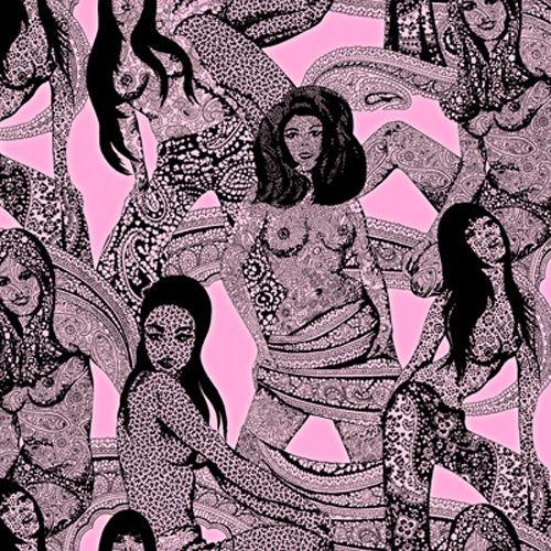 1970's Nude Women in Paisley - Pink and Black
