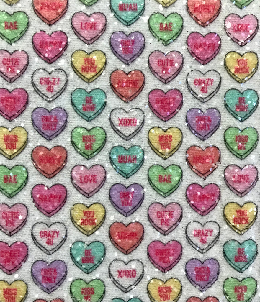 Heart Candy Glitter Wallpaper - Multi On White | Glitter Walls